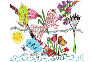 red bird art mariska eyck drawing illustration map 4 600×400 jpeg
