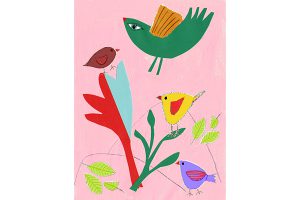 birds collage drawing art illustration mariska eyck db 088 var 2 400×600 jpeg