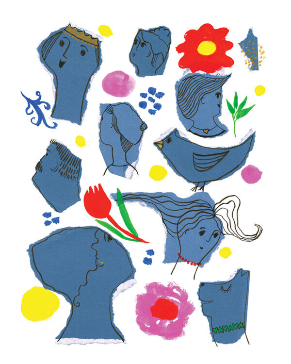 group portrait in blue